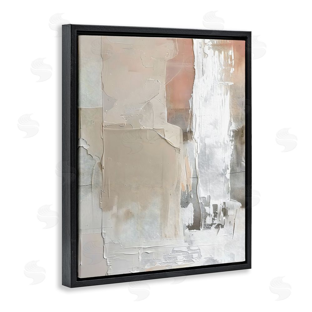 Riley B Subtle Blush Abstract Black Floating Frame Canvas Wall Art Print