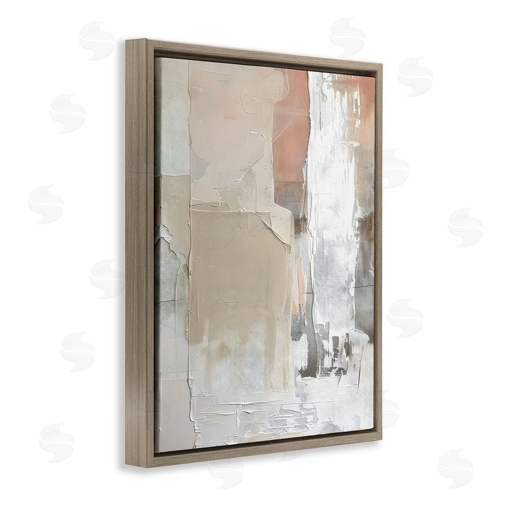 Riley B Subtle Blush Abstract Brown Floating Frame Canvas Wall Art Print
