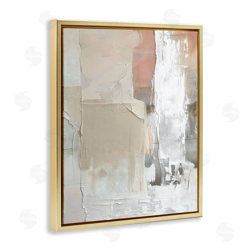 Riley B Subtle Blush Abstract Gold Floating Frame Canvas Wall Art Print