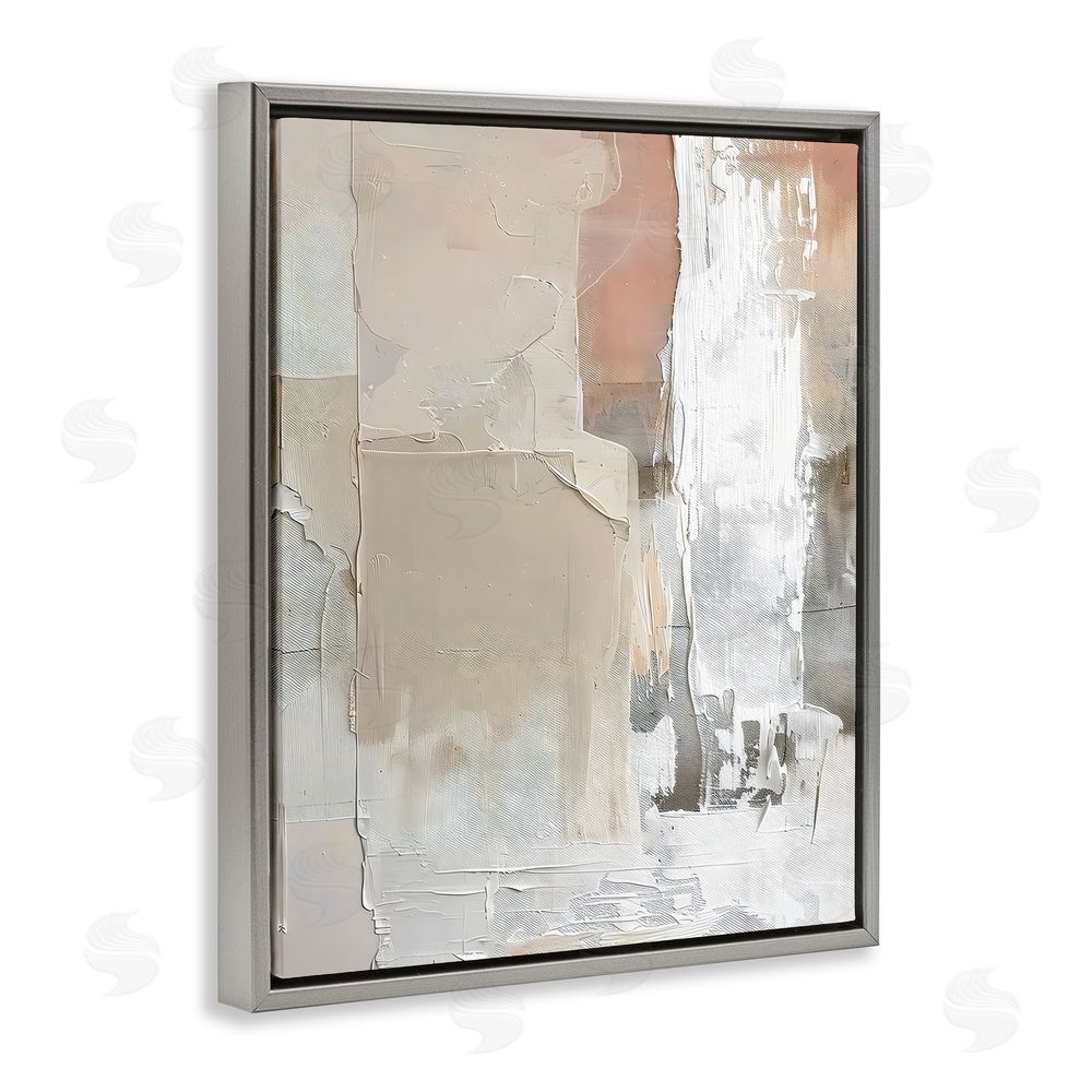 Riley B Subtle Blush Abstract Gray Floating Frame Canvas Wall Art Print