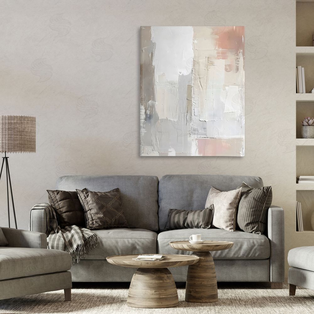 Riley B Blue & Neutral Abstraction Canvas Art on Wall