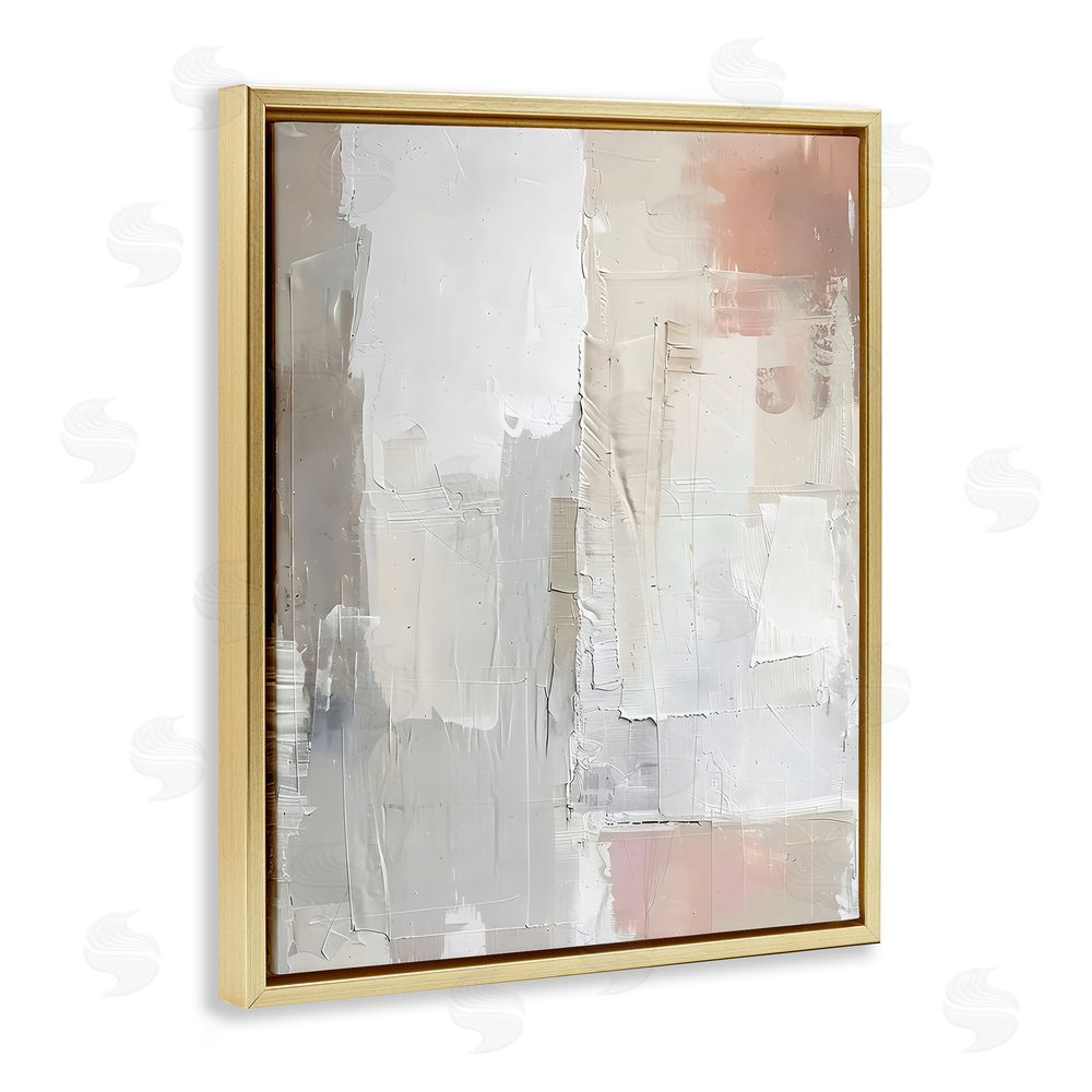 Riley B Blue & Neutral Abstraction Gold Floating Frame Canvas Wall Art Print