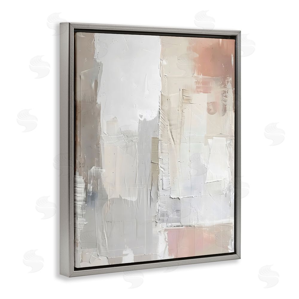 Riley B Blue & Neutral Abstraction Gray Floating Frame Canvas Wall Art Print