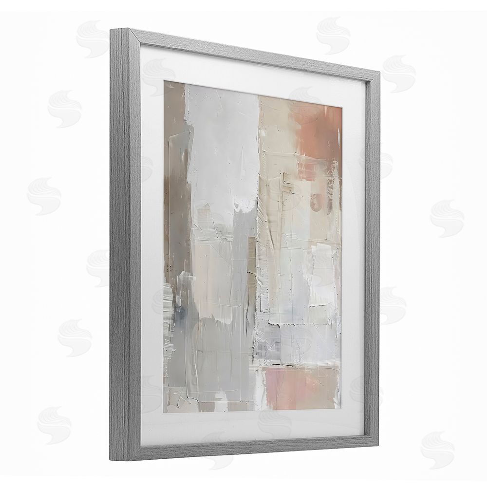 Riley B Blue & Neutral Abstraction Gray Framed Print Under Glass with White Mat Wall Art