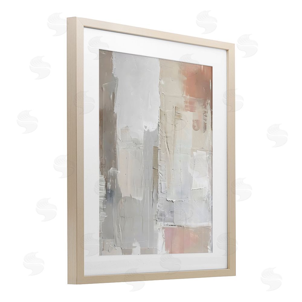 Riley B Blue & Neutral Abstraction Birch Framed Print Under Glass with White Mat Wall Art