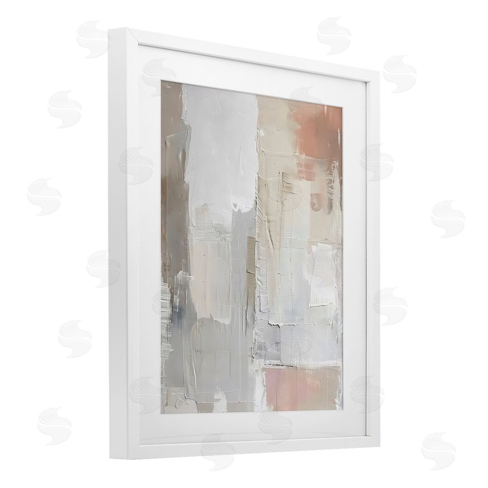 Riley B Blue & Neutral Abstraction White Framed Print Under Glass with Mat Wall Art