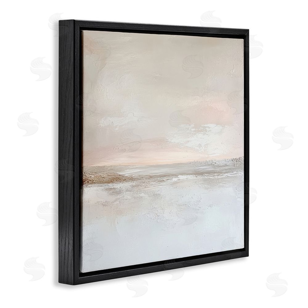Petal Prints Design Muted Landscape Abstract Horizon Black Floating Frame Canvas Wall Art Print