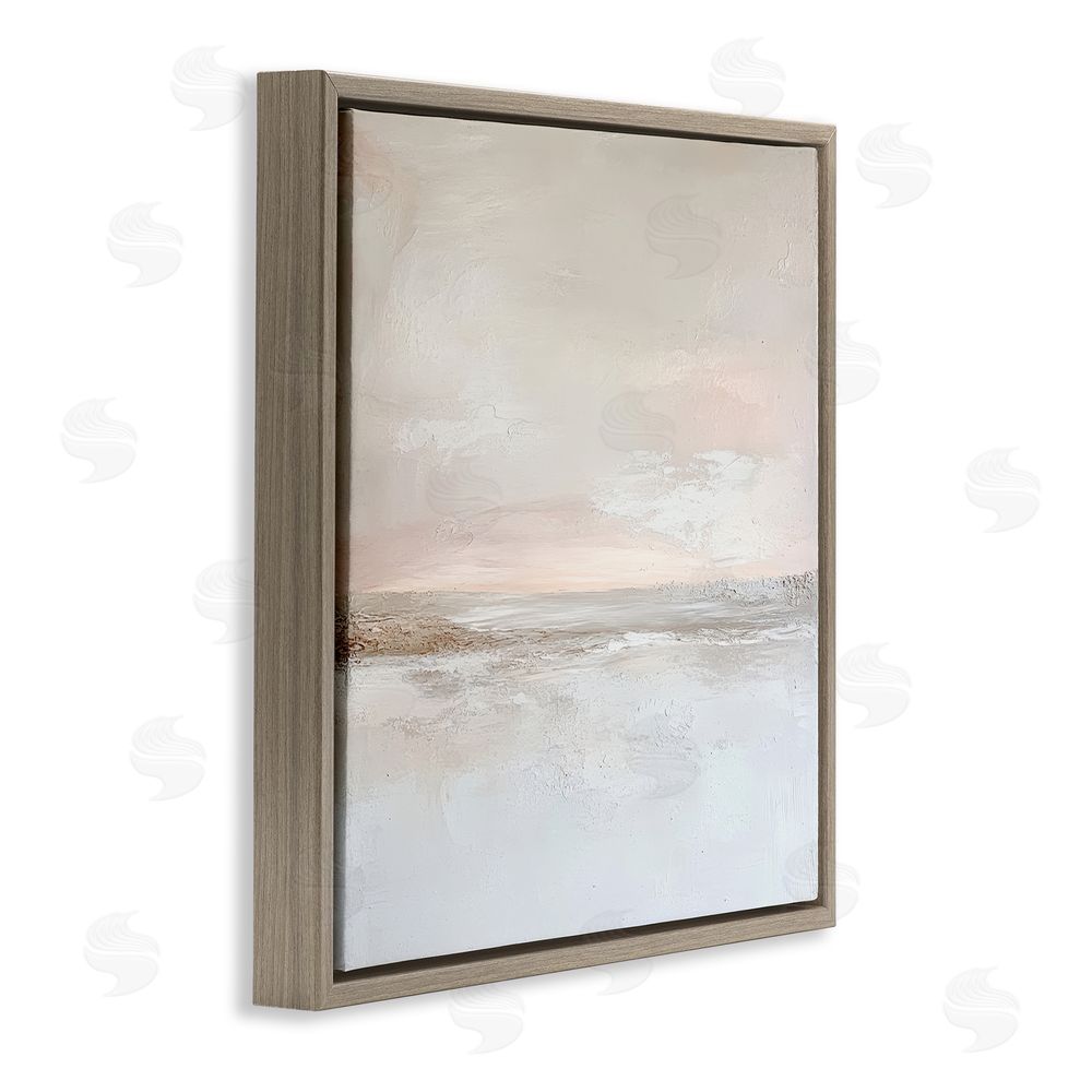 Petal Prints Design Muted Landscape Abstract Horizon Brown Floating Frame Canvas Wall Art Print