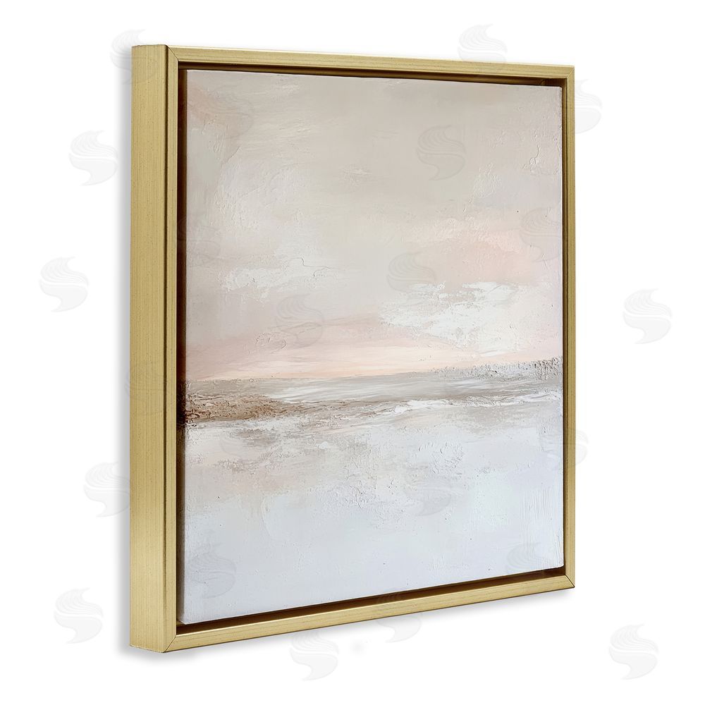 Petal Prints Design Muted Landscape Abstract Horizon Gold Floating Frame Canvas Wall Art Print
