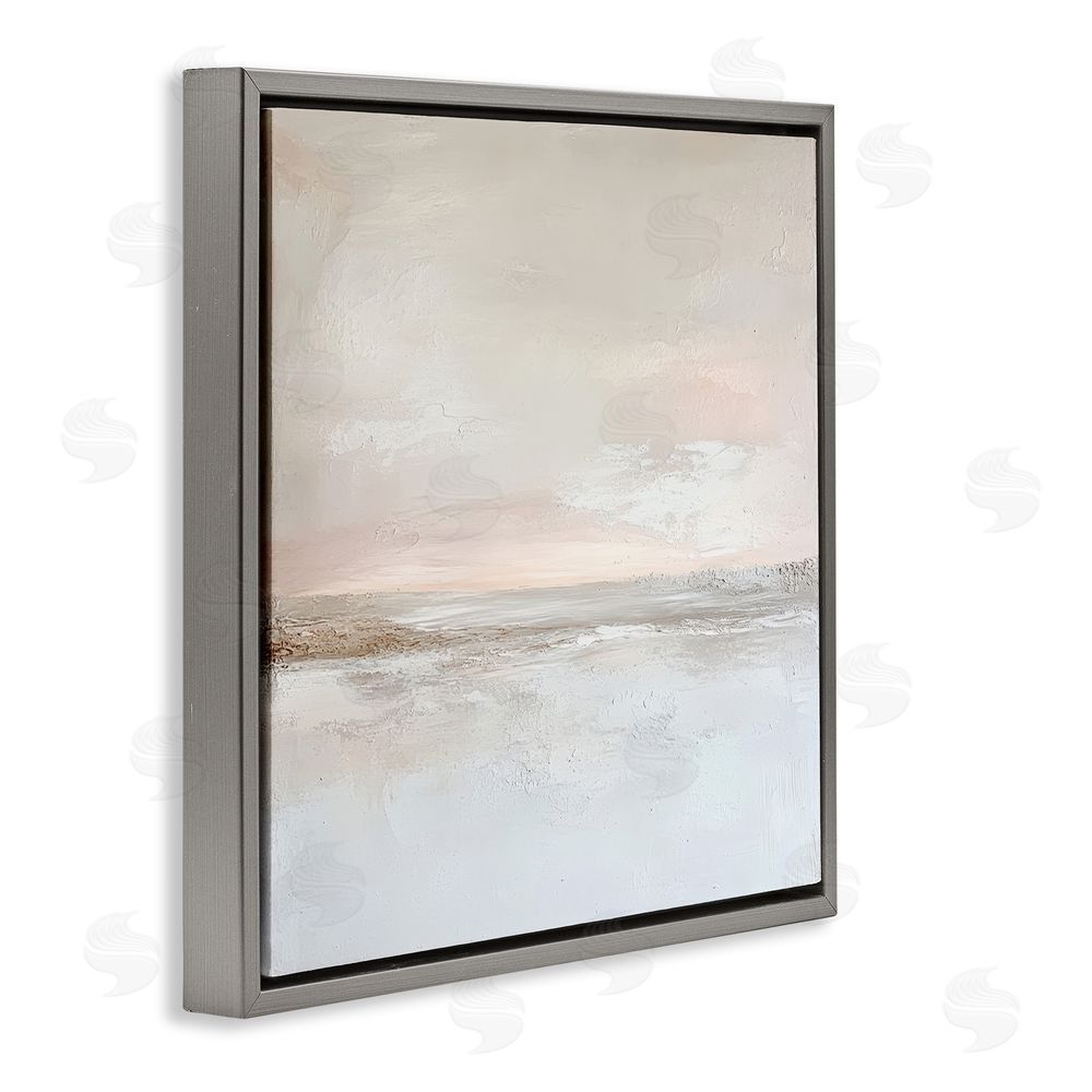 Petal Prints Design Muted Landscape Abstract Horizon Gray Floating Frame Canvas Wall Art Print
