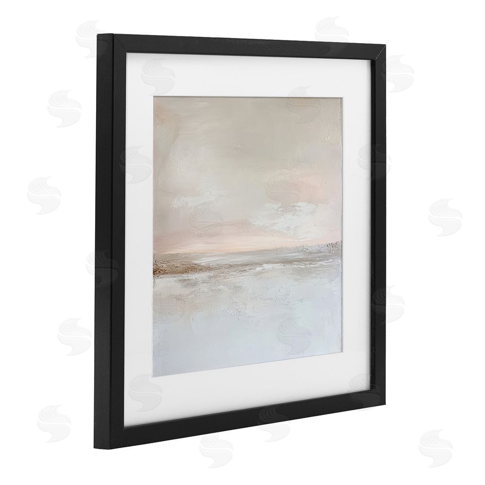 Petal Prints Design Muted Landscape Abstract Horizon Black Framed Print Under Glass with White Mat Wall Art