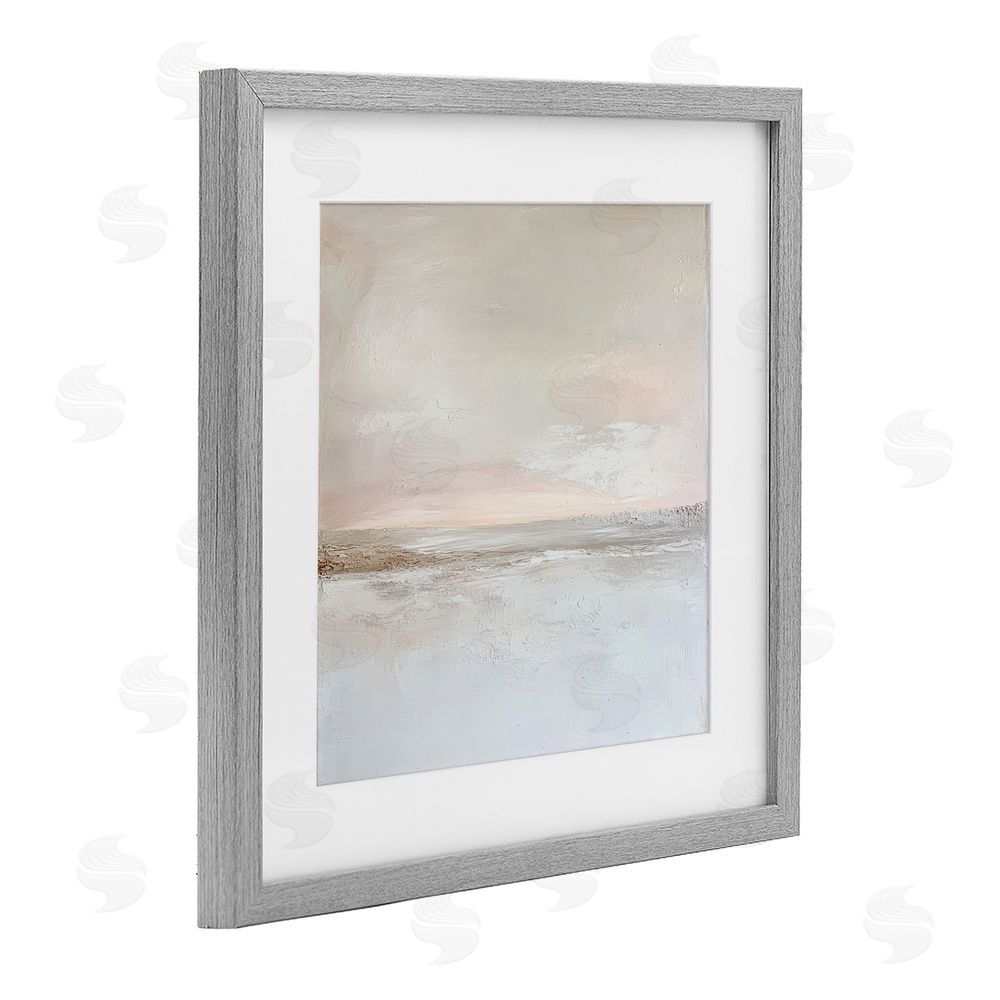Petal Prints Design Muted Landscape Abstract Horizon Gray Framed Print Under Glass with White Mat Wall Art