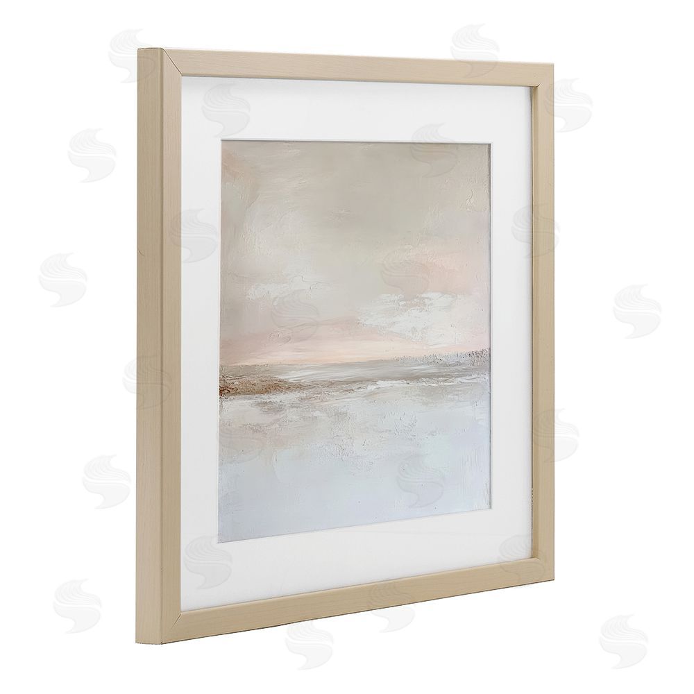 Petal Prints Design Muted Landscape Abstract Horizon Birch Framed Print Under Glass with White Mat Wall Art