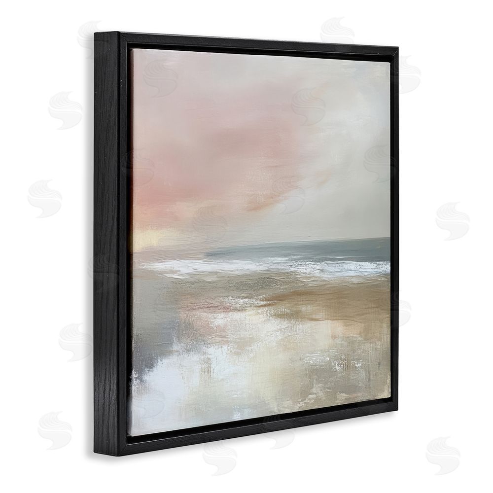 Petal Prints Design Muted Landscape Marsh Waters Black Floating Frame Canvas Wall Art Print