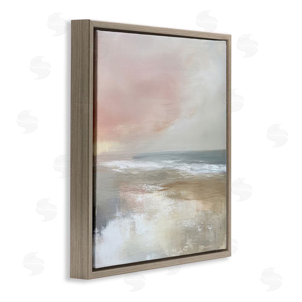 Petal Prints Design Muted Landscape Marsh Waters Brown Floating Frame Canvas Wall Art Print