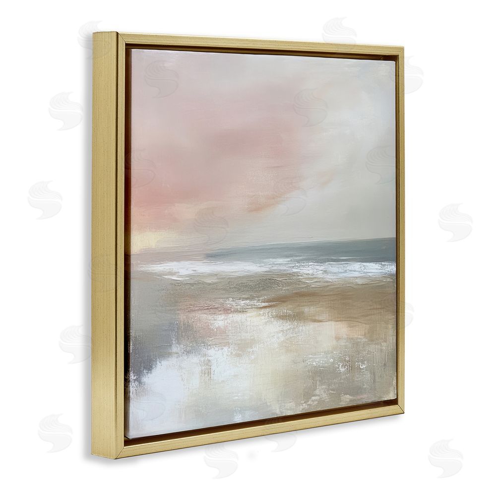 Petal Prints Design Muted Landscape Marsh Waters Gold Floating Frame Canvas Wall Art Print