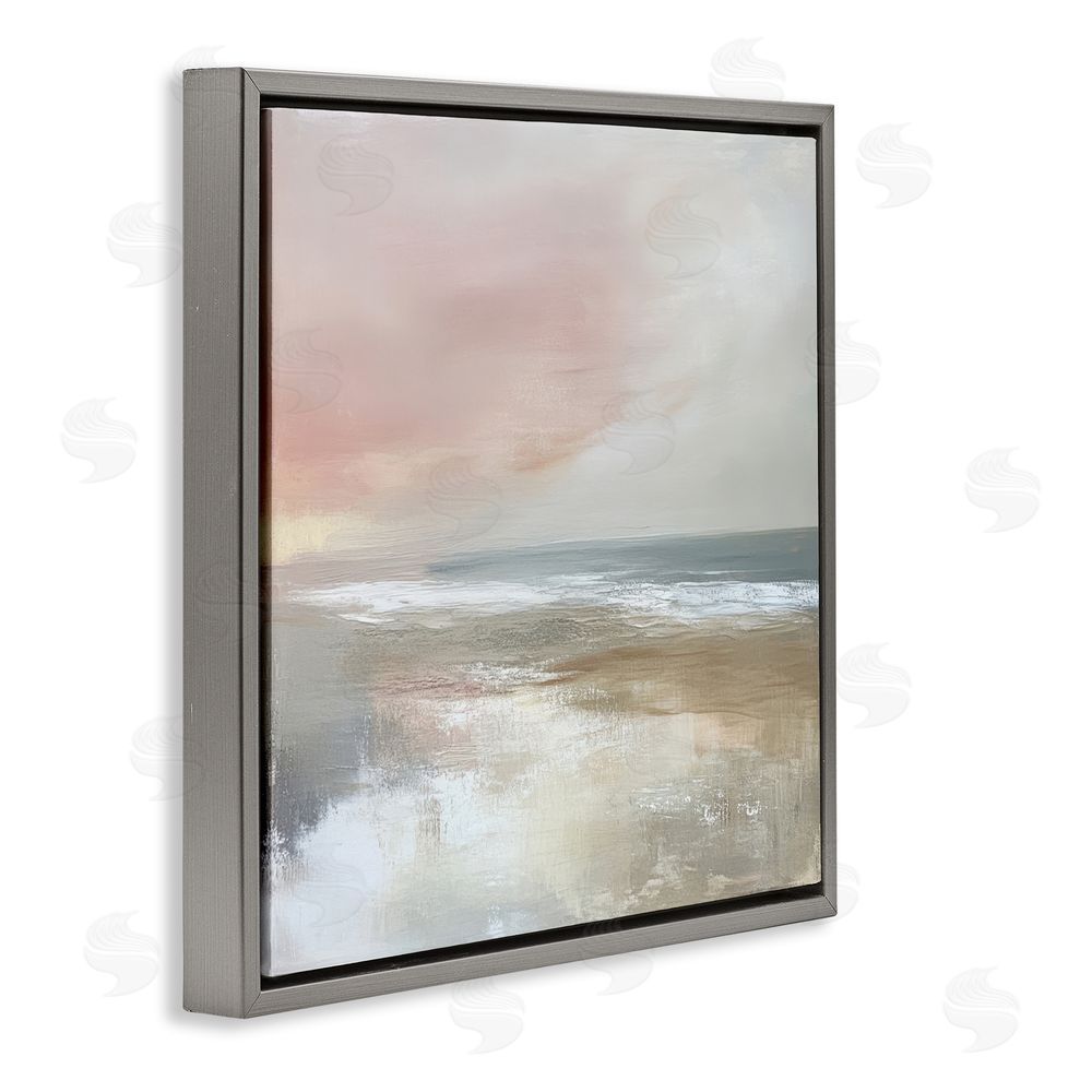 Petal Prints Design Muted Landscape Marsh Waters Gray Floating Frame Canvas Wall Art Print