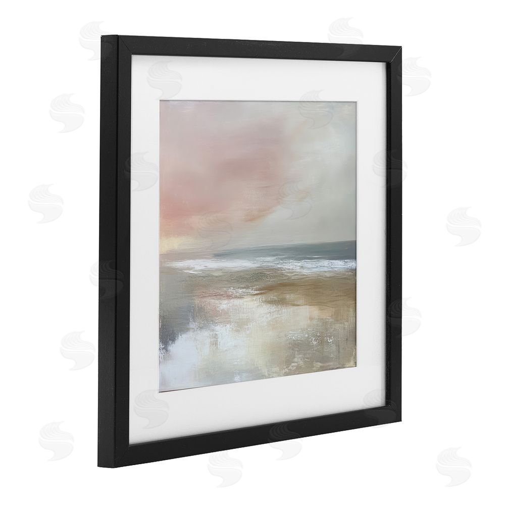 Petal Prints Design Muted Landscape Marsh Waters Black Framed Print Under Glass with White Mat Wall Art