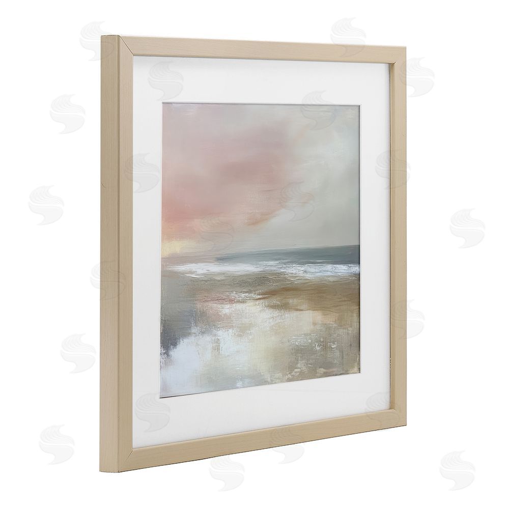 Petal Prints Design Muted Landscape Marsh Waters Birch Framed Print Under Glass with White Mat Wall Art