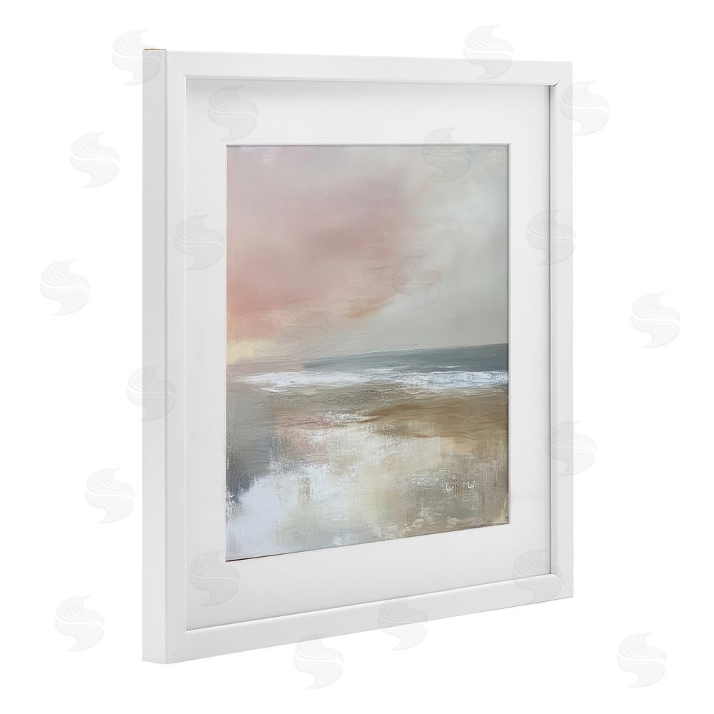 Petal Prints Design Muted Landscape Marsh Waters White Framed Print Under Glass with Mat Wall Art