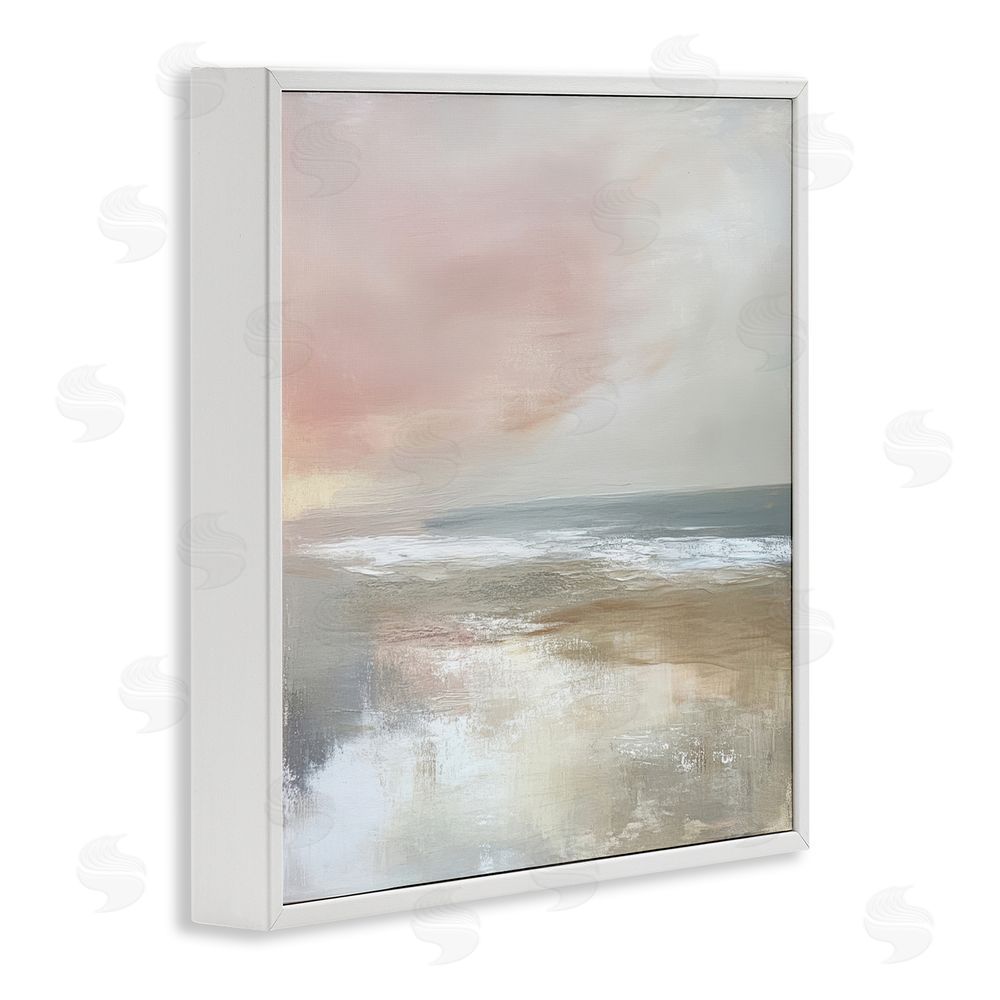 Petal Prints Design Muted Landscape Marsh Waters White Framed Giclee Wall Art Print