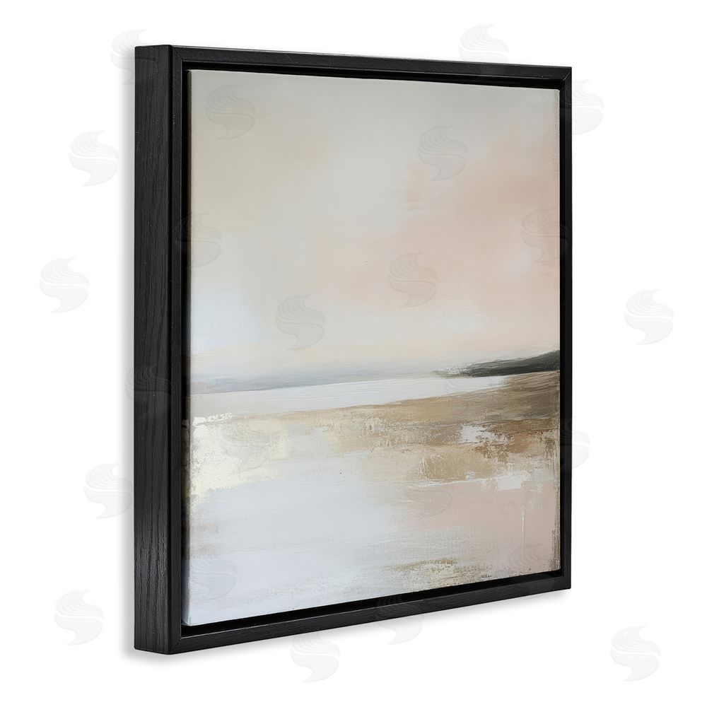 Petal Prints Design Muted Landscape Hidden Coast Black Floating Frame Canvas Wall Art Print
