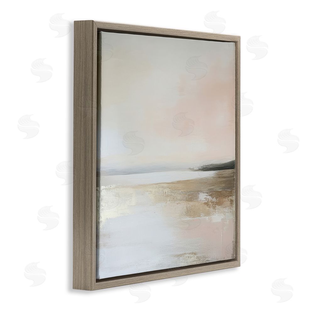 Petal Prints Design Muted Landscape Hidden Coast Brown Floating Frame Canvas Wall Art Print