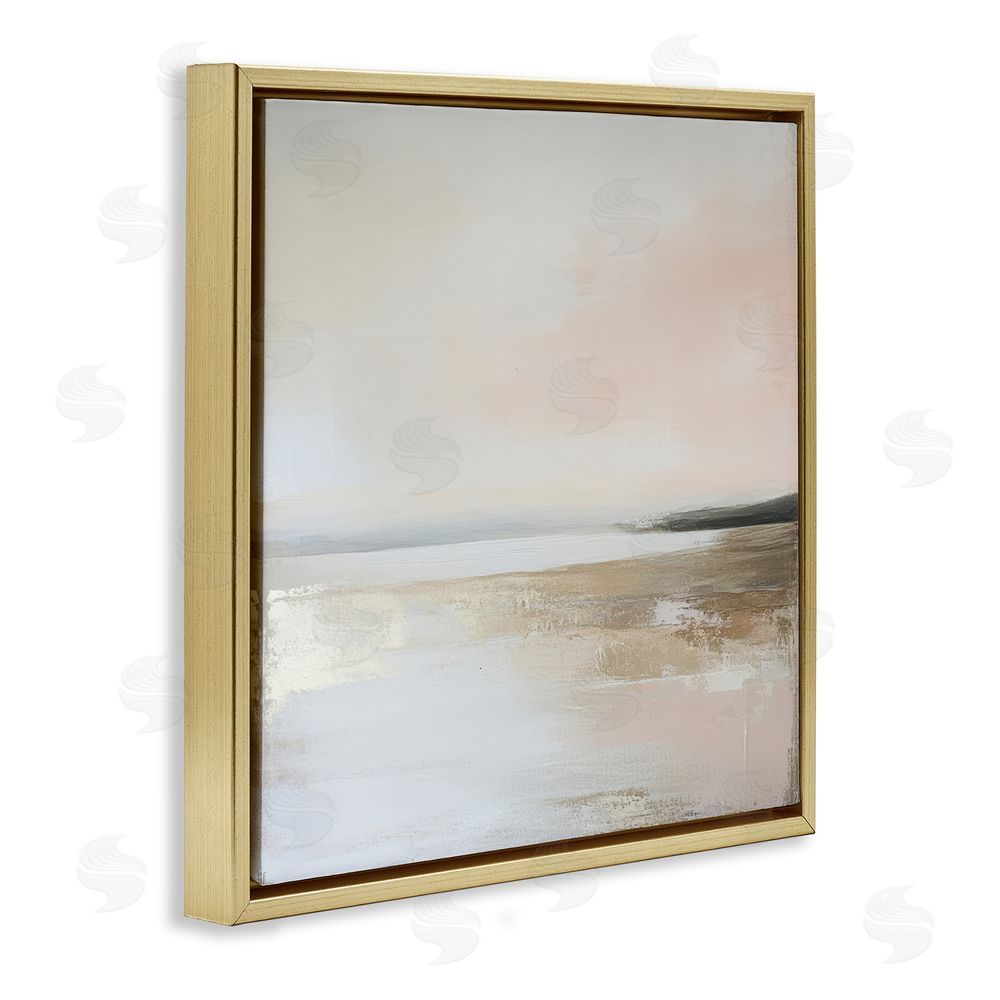 Petal Prints Design Muted Landscape Hidden Coast Gold Floating Frame Canvas Wall Art Print