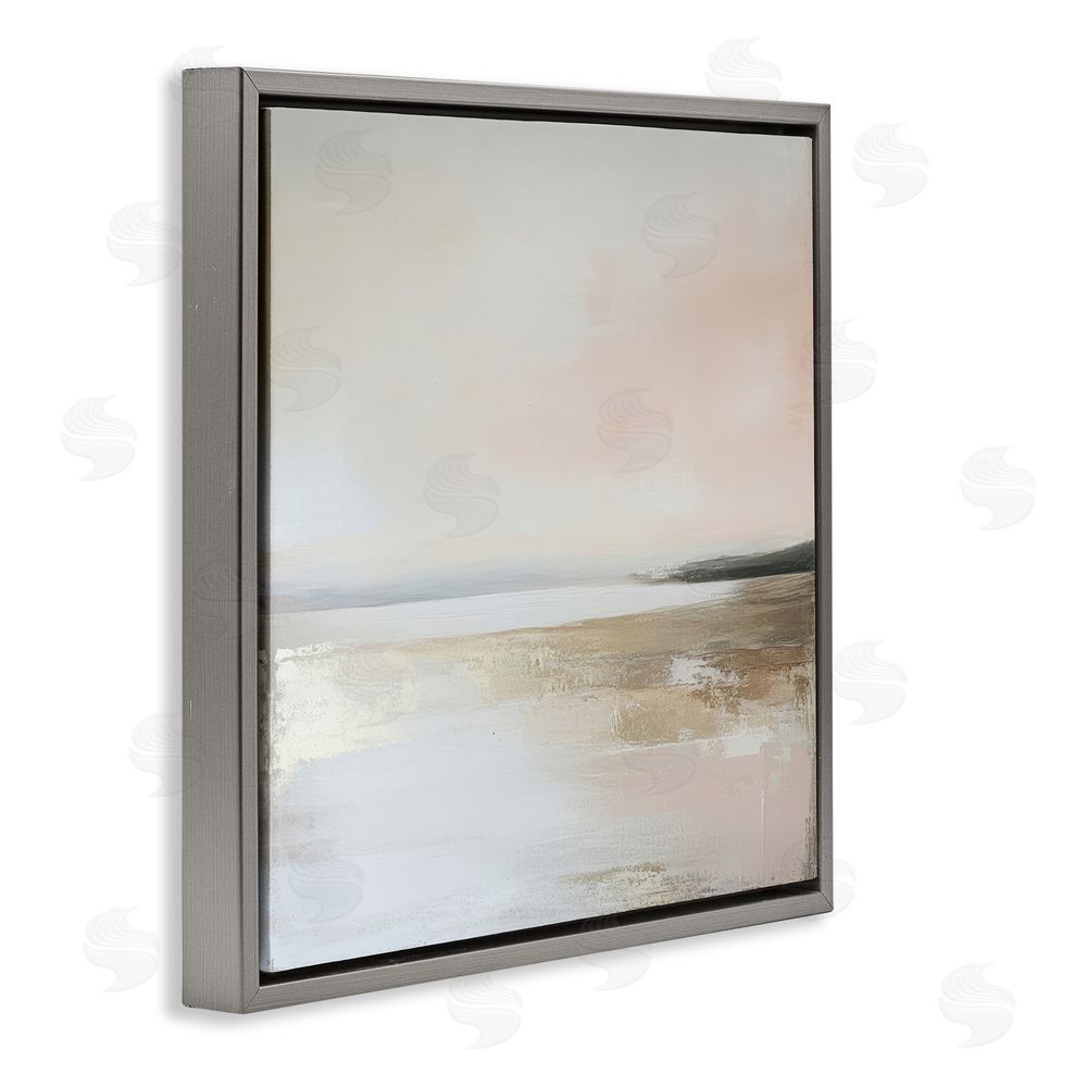 Petal Prints Design Muted Landscape Hidden Coast Gray Floating Frame Canvas Wall Art Print