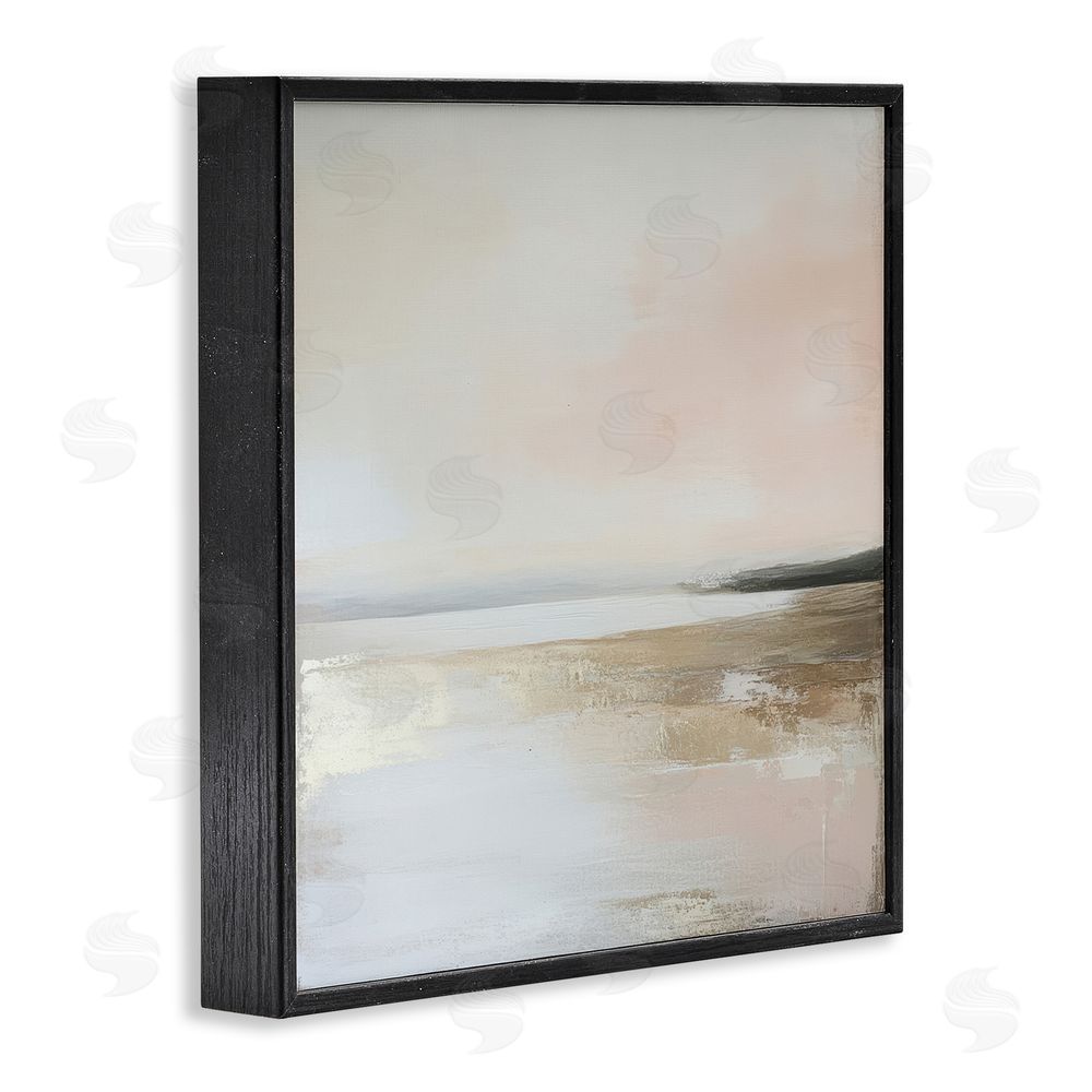 Petal Prints Design Muted Landscape Hidden Coast Black Framed Giclee Wall Art Print