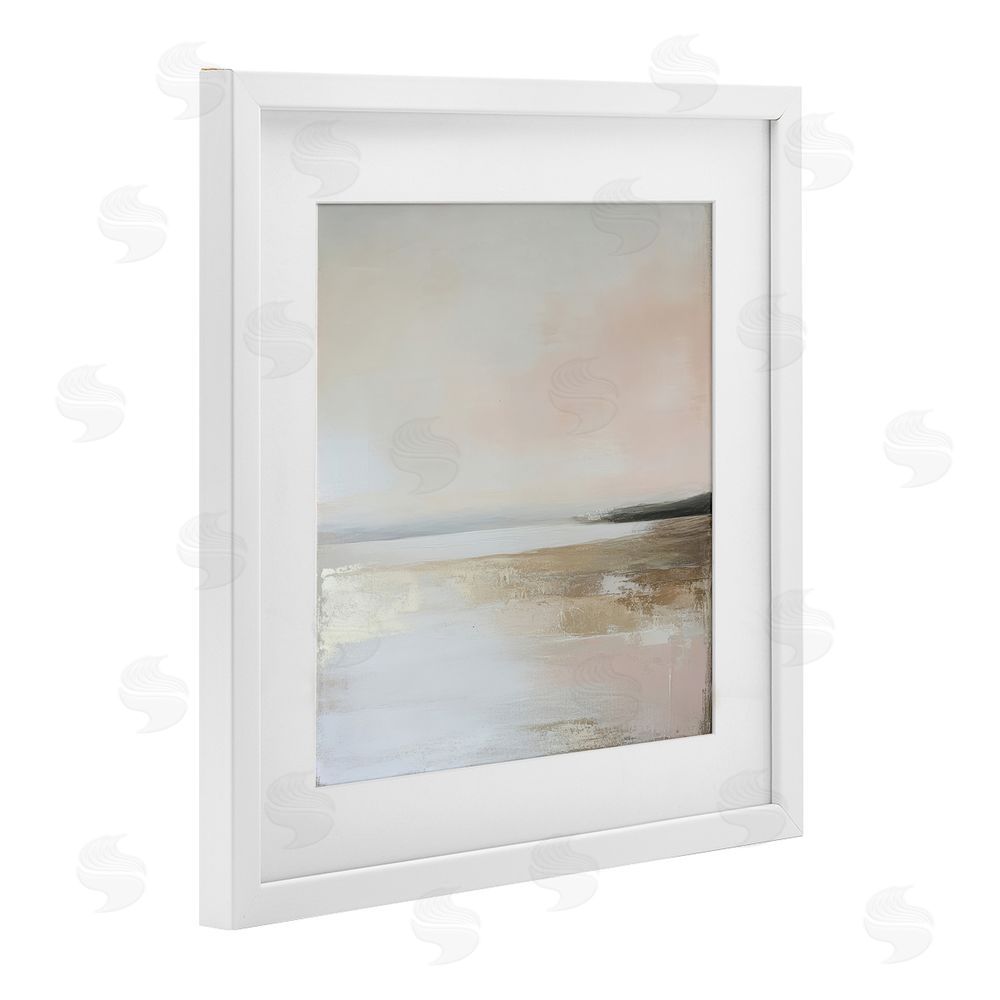 Petal Prints Design Muted Landscape Hidden Coast White Framed Print Under Glass with Mat Wall Art