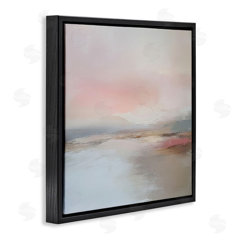 Petal Prints Design Muted Landscape Distant Horizon Black Floating Frame Canvas Wall Art Print
