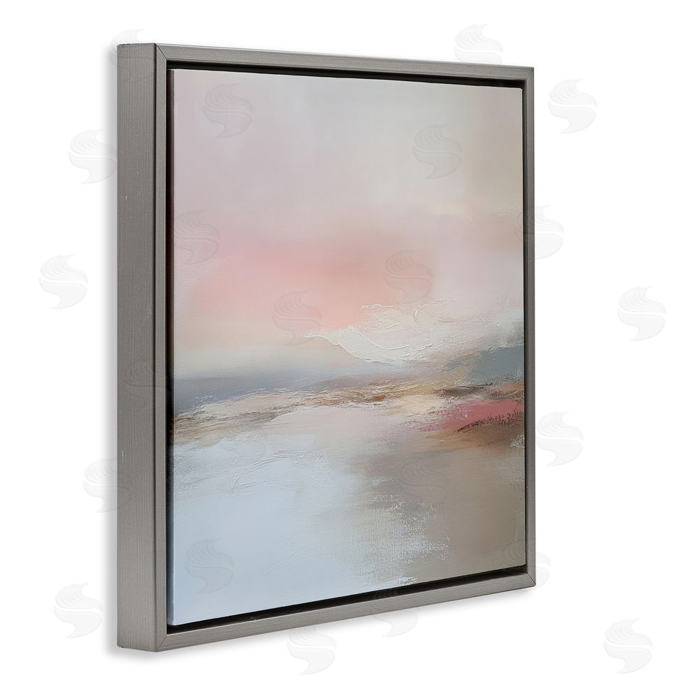 Petal Prints Design Muted Landscape Distant Horizon Gray Floating Frame Canvas Wall Art Print