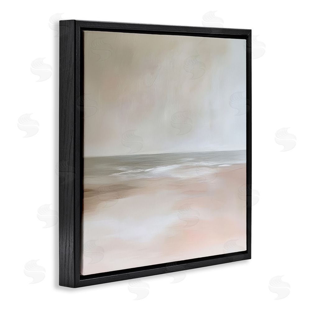 Petal Prints Design Muted Landscape Soft Coast Black Floating Frame Canvas Wall Art Print