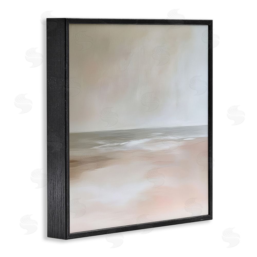Petal Prints Design Muted Landscape Soft Coast Black Framed Giclee Wall Art Print