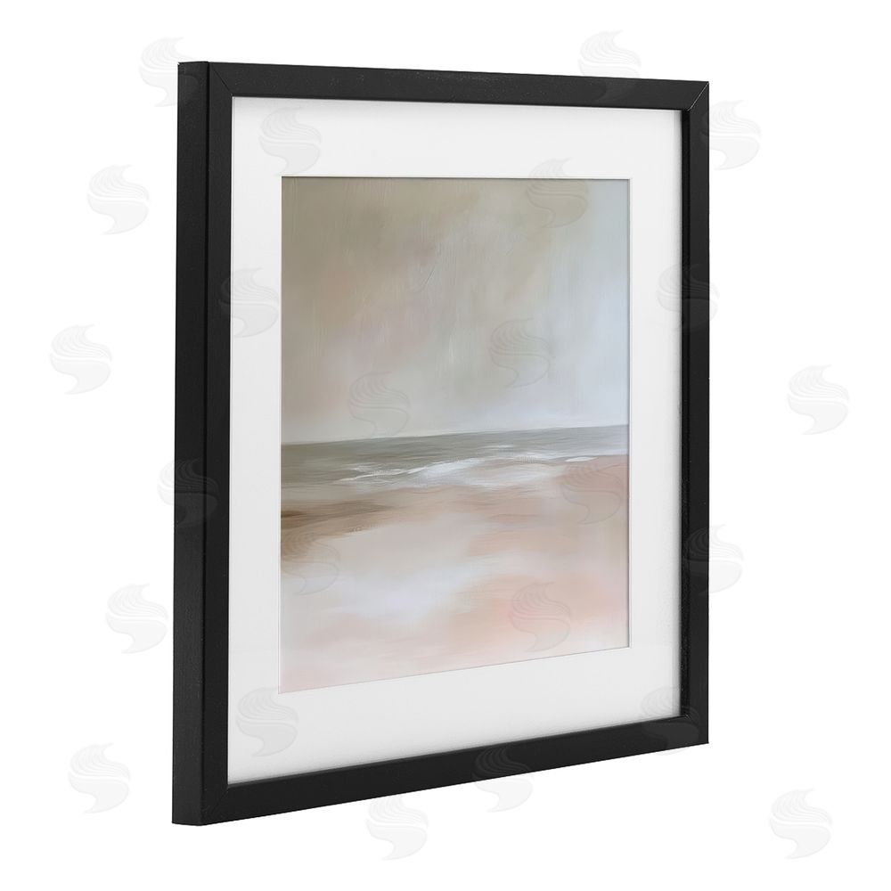 Petal Prints Design Muted Landscape Soft Coast Black Framed Print Under Glass with White Mat Wall Art
