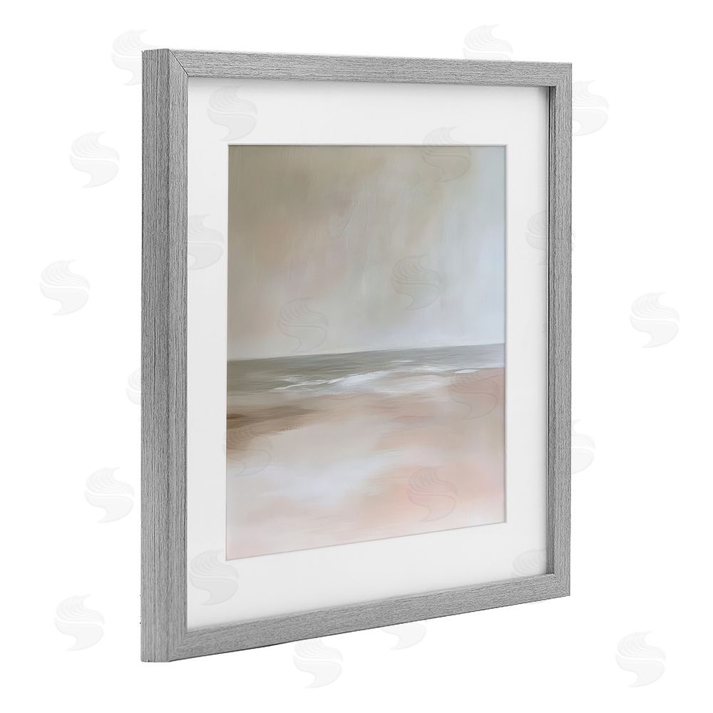 Petal Prints Design Muted Landscape Soft Coast Gray Framed Print Under Glass with White Mat Wall Art