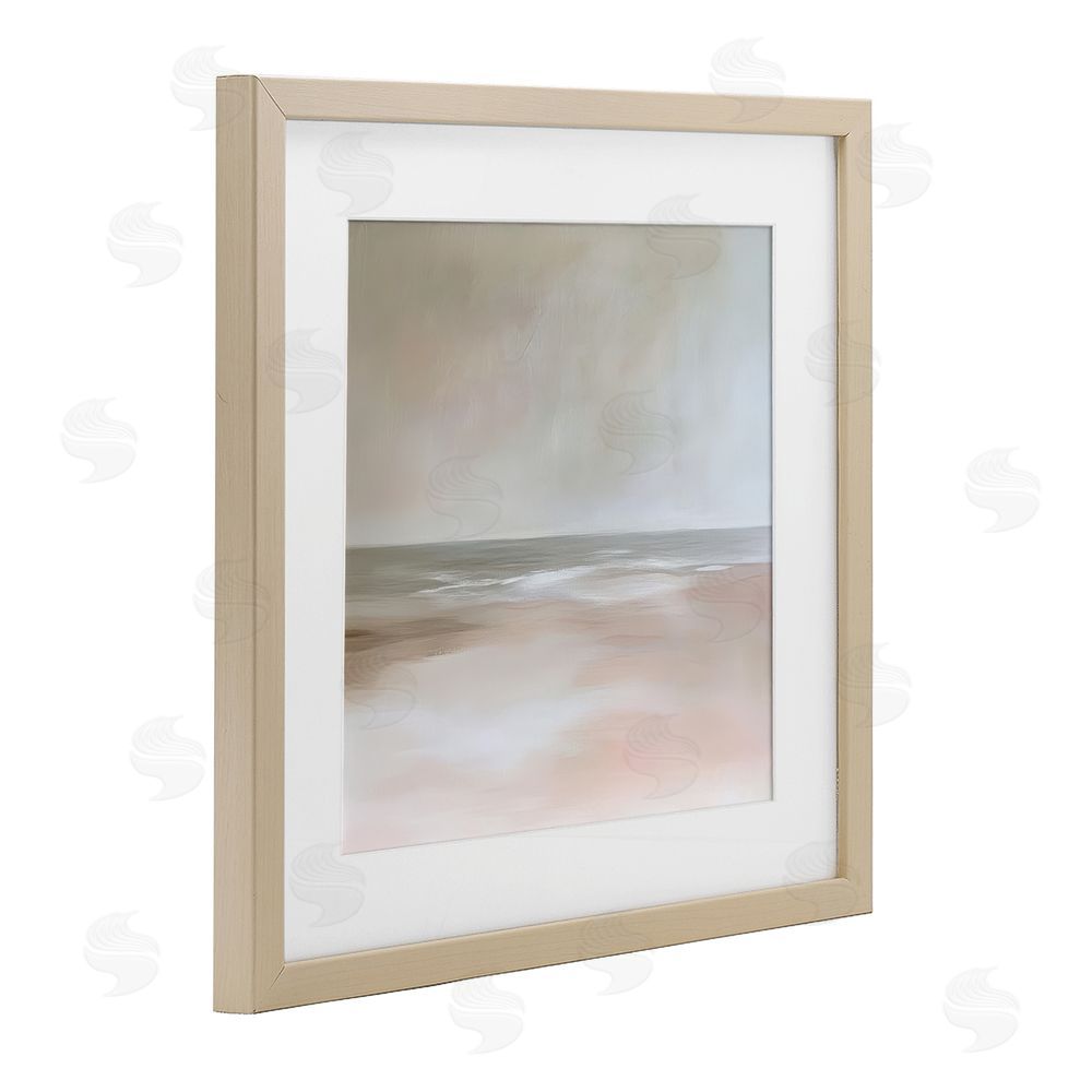 Petal Prints Design Muted Landscape Soft Coast Birch Framed Print Under Glass with White Mat Wall Art