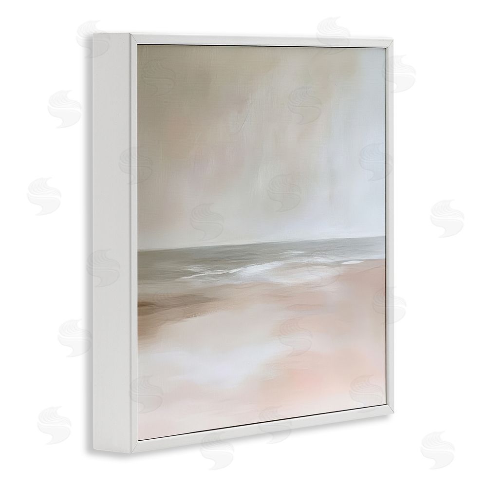 Petal Prints Design Muted Landscape Soft Coast White Framed Giclee Wall Art Print