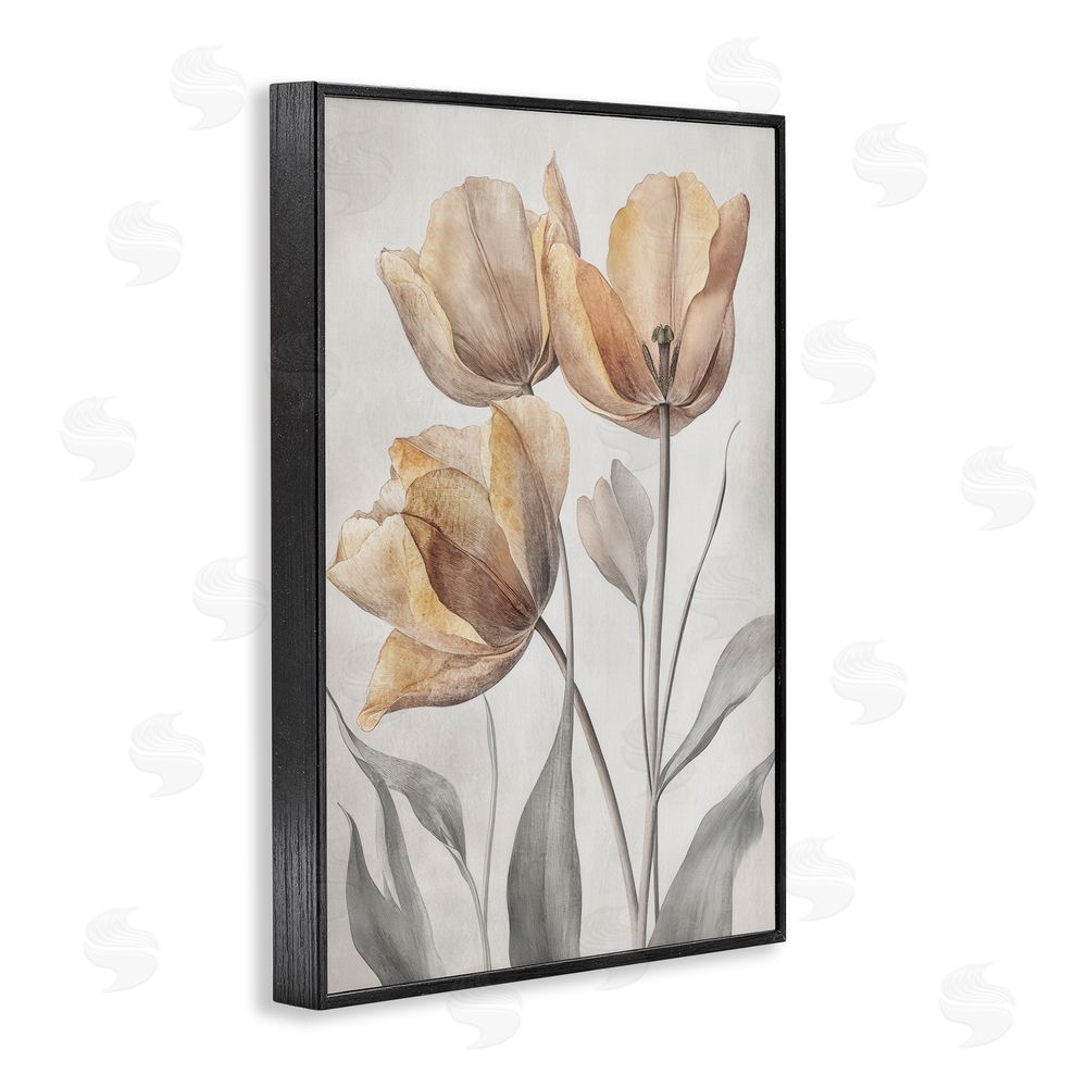 Petal Prints Design Pressed Poppies Orange Florals Black Framed Giclee Wall Art Print