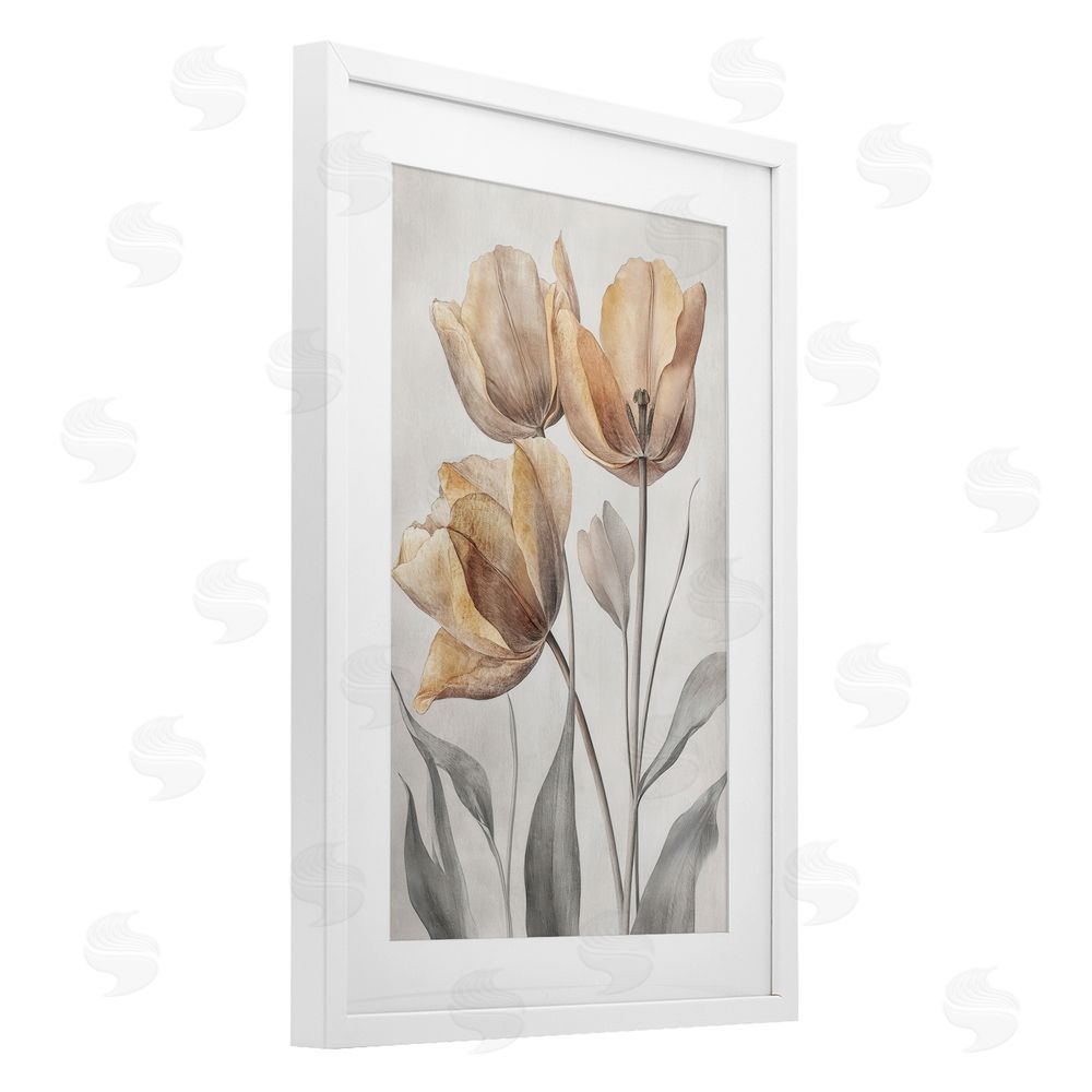 Petal Prints Design Pressed Poppies Orange Florals White Framed Print Under Glass with Mat Wall Art