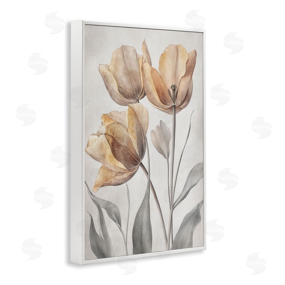 Petal Prints Design Pressed Poppies Orange Florals White Framed Giclee Wall Art Print
