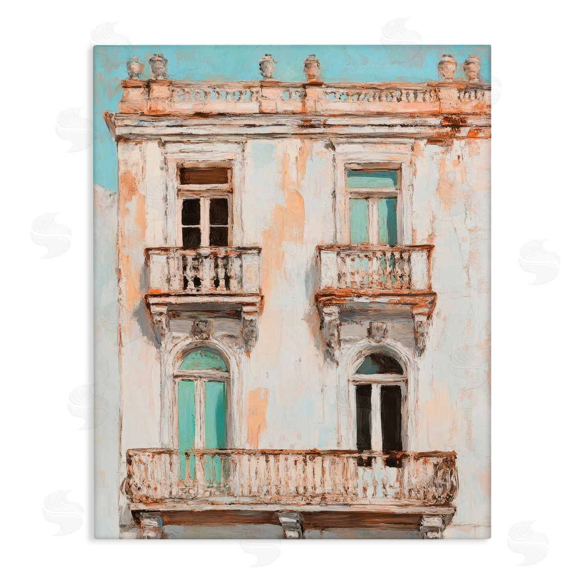 Petal Prints Design Aged Architecture City Buildings Canvas Wall Art Print