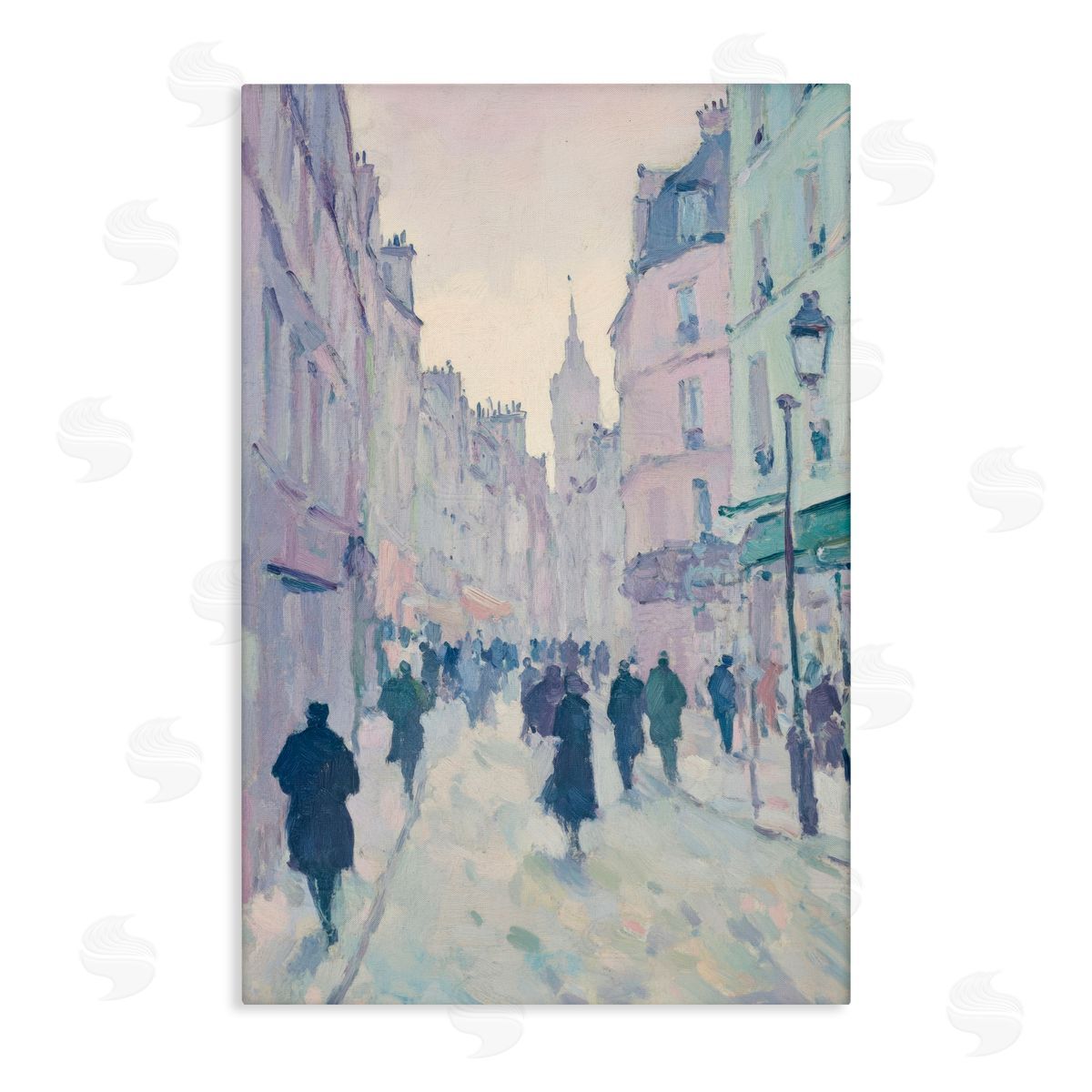 Petal Prints Design Blue Paris Street Scene Canvas Wall Art Print