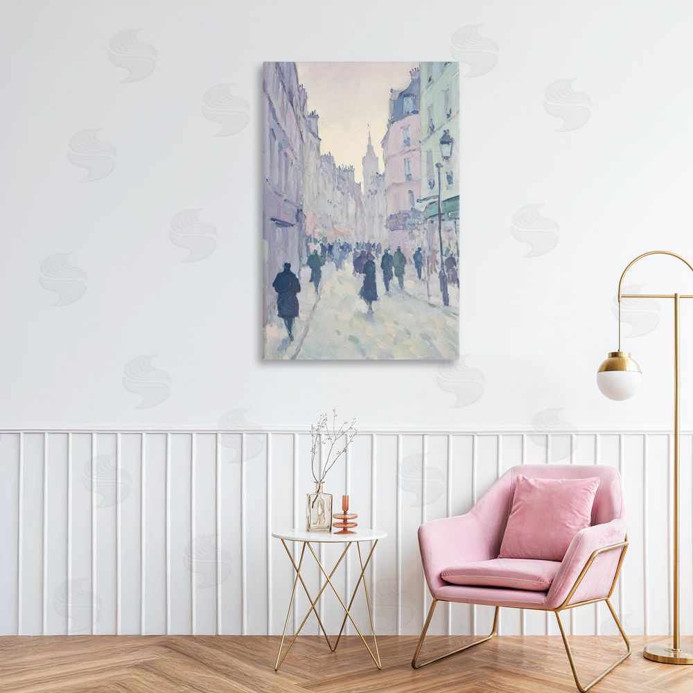 Petal Prints Design Blue Paris Street Scene Canvas Art on Wall
