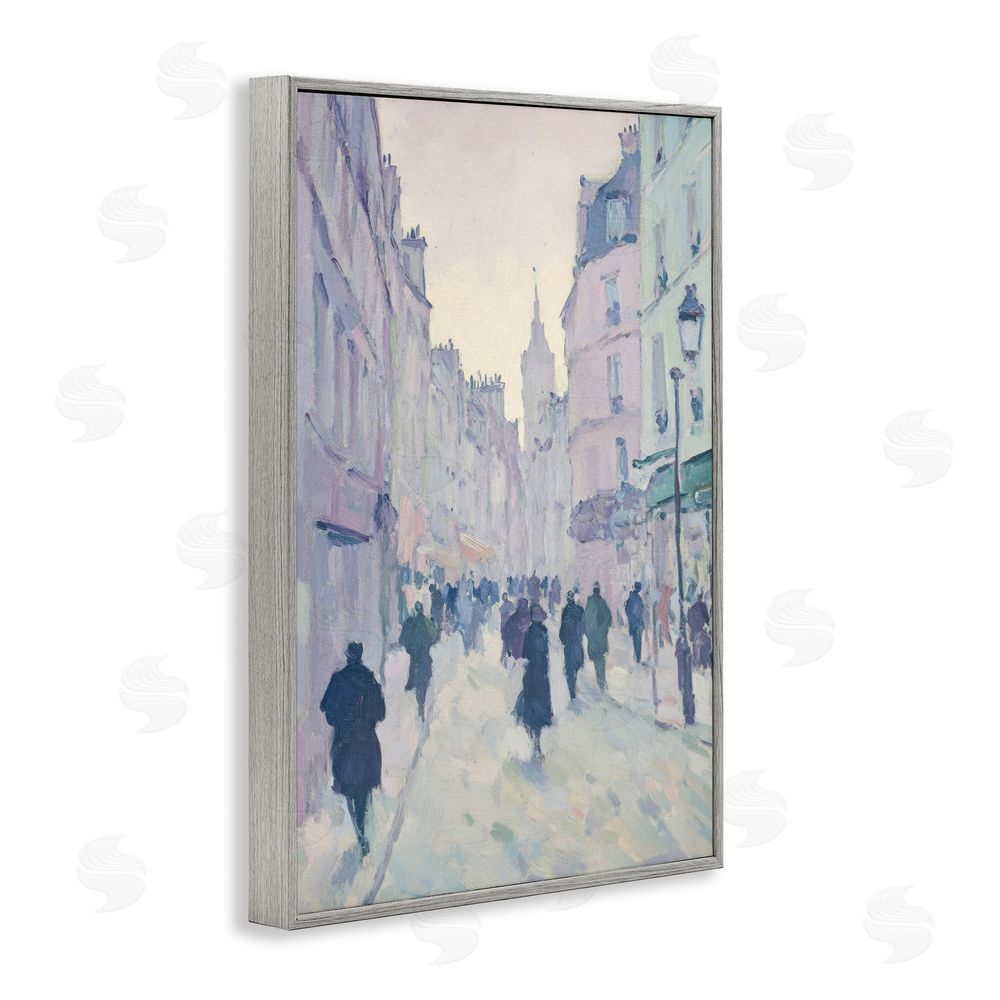 Petal Prints Design Blue Paris Street Scene Gray Framed Giclee Wall Art Print