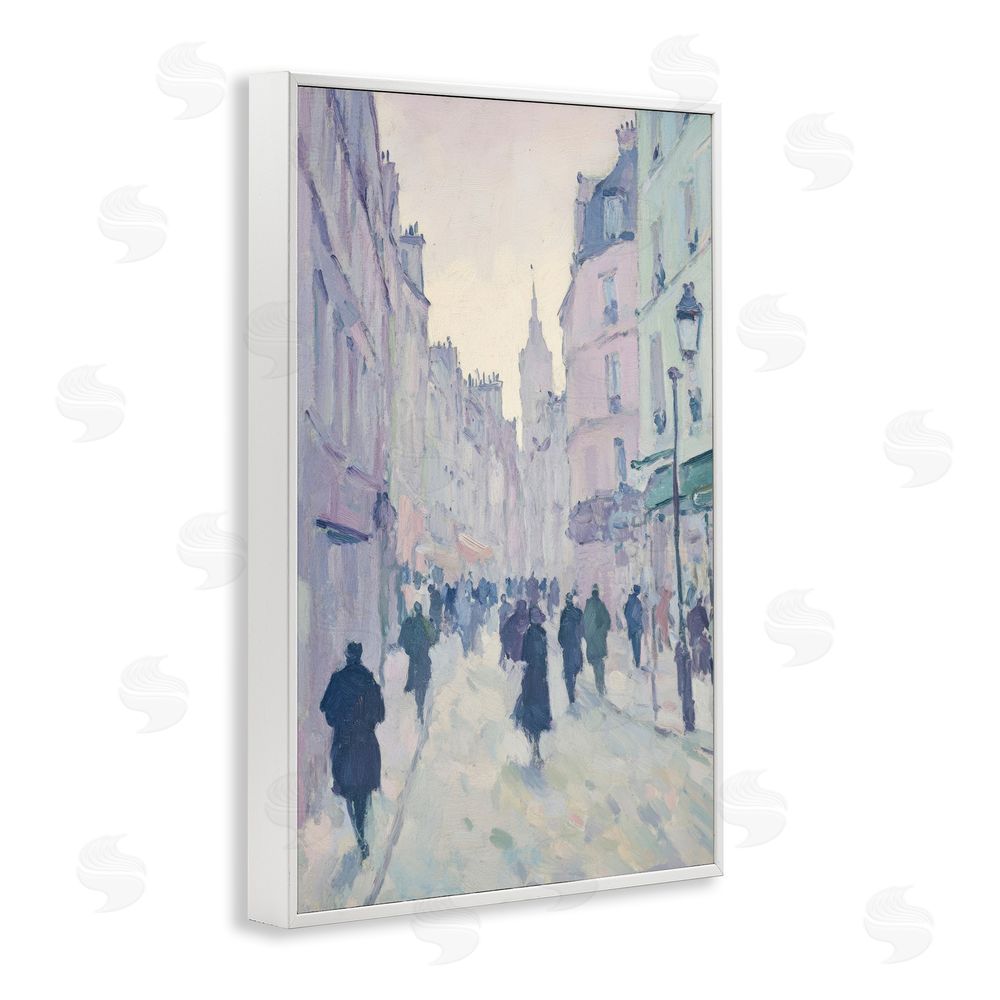 Petal Prints Design Blue Paris Street Scene White Framed Giclee Wall Art Print