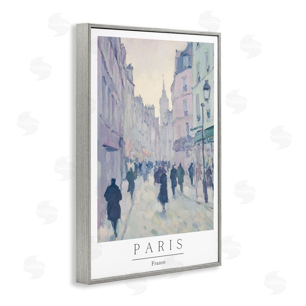 Petal Prints Design Vintage Blue Paris Streets Gray Framed Giclee Wall Art Print