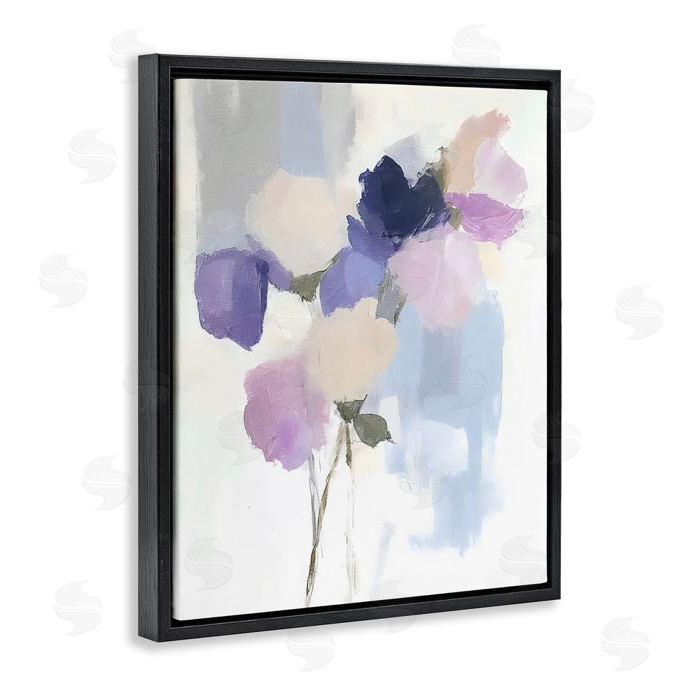 Riley B Lavender Haze Abstract Florals Black Floating Frame Canvas Wall Art Print