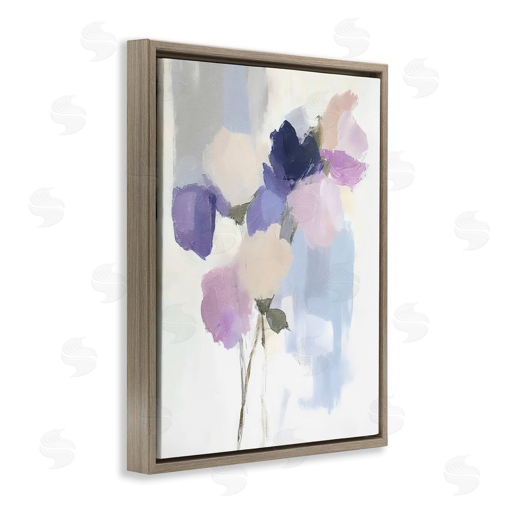Riley B Lavender Haze Abstract Florals Brown Floating Frame Canvas Wall Art Print